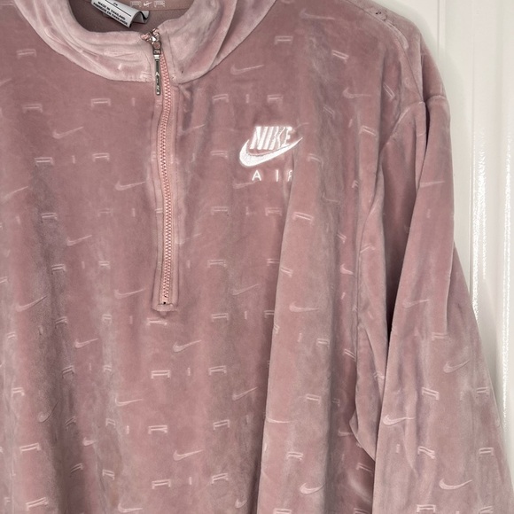 Nike Air Velour 1/4-Zip Longsleeve Velvet Cropped Top Pink 2X - Picture 3 of 8